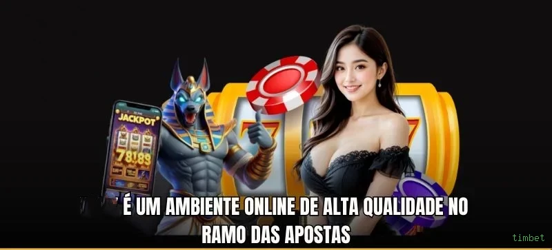 Imagem promocional da timbet mostrando a plataforma e suas vantagens